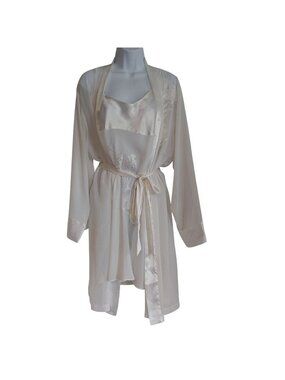 Sophia by Delicates Embroidered Chiffon Peignoir Set Sheer Bridal Lingerie M